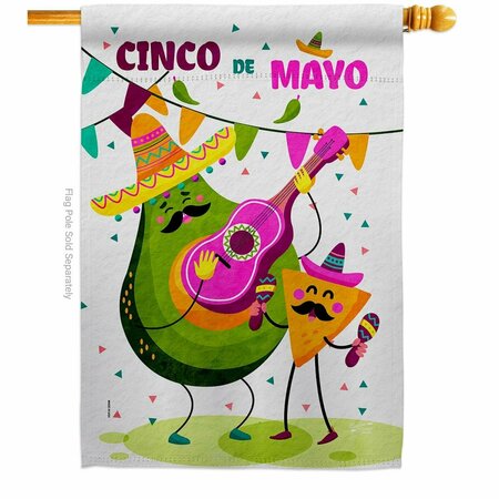 PATIO TRASERO Guacamole Fiesta Summertime Cinco de Mayo 28 x 40 in. Double-Sided Vertical House Flags PA4079910